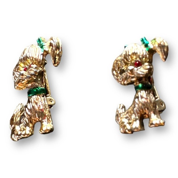 Vintage Gerry's Yorkie Dog Pins Two Terrier Over Gold Plated Signed - Picture 2 of 7